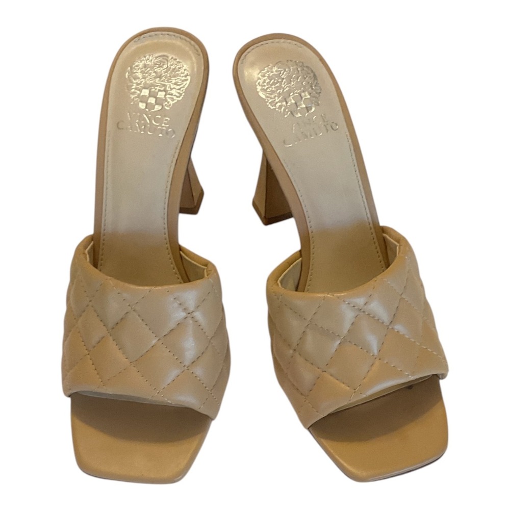VINCE CAMUTO Women's Shoes Heels Reselm Leather Upper Beige Color.Size 9.5